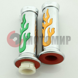 Ручки руля универсальные 1767 пламя хромированные цветные Ручки руля универсальные 1767 пламя хромированные цветные